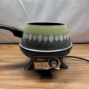 Oster Vintage Electric Fondue Pot Avocado Green Metal 683-B Mid Century Modern